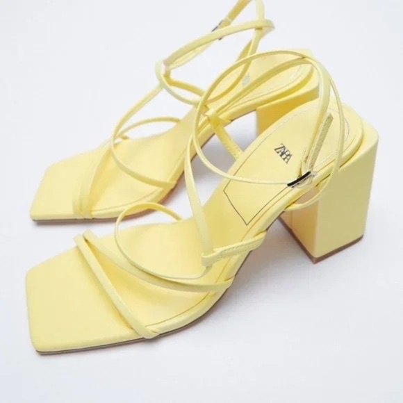 Zara Shoes - ZARA Heeled Square Toe Ankle Strap Sandals